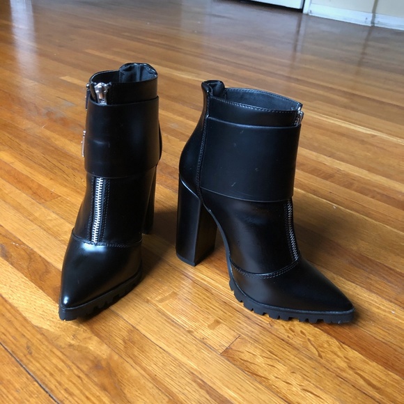 Shoes - Givenchy Style Ankle Boot Point Toe Buckle Zip 5.5